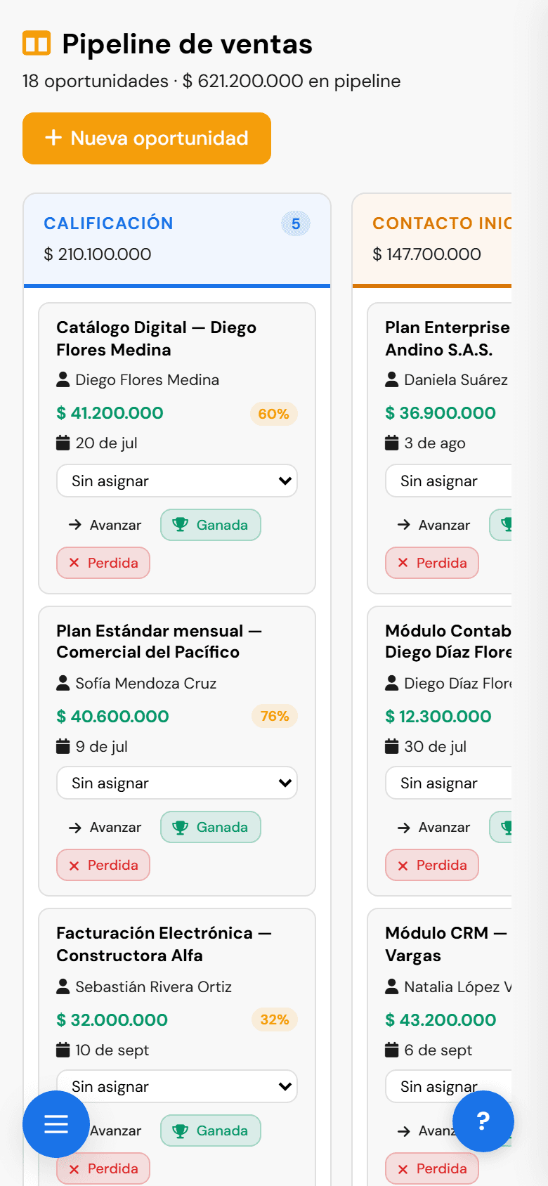 Bivrio — módulo crm en celular