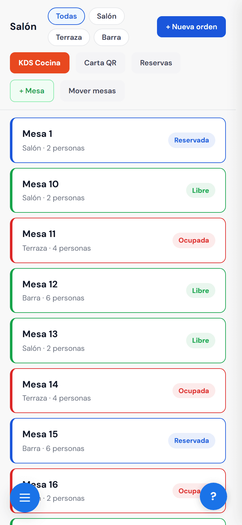 Bivrio — módulo restaurante en celular